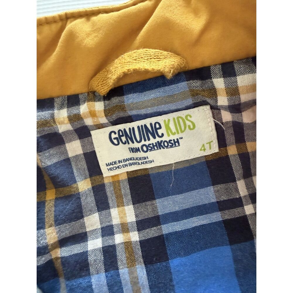 Genuine Kids OshKosh 4T Mustard Yellow Quilted Toggle Barn Jacket Plaid